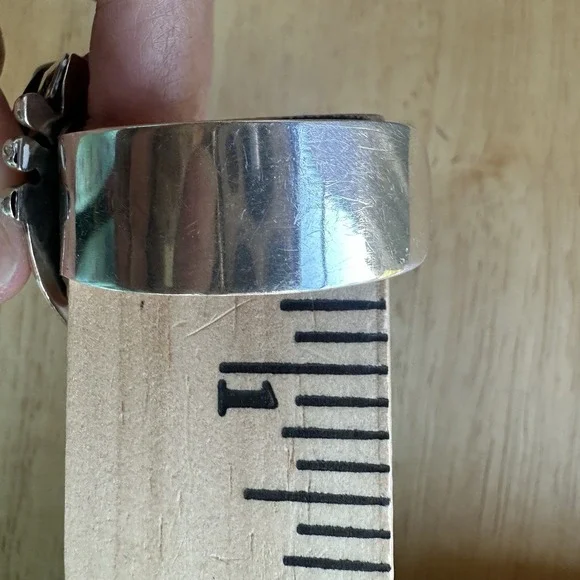 Taxco Cuff Bracelet Sz 6 Adjust Carved Black Onyx‎ Mask Aztec 925 Sterling 44.5g - Picture 13 of 13